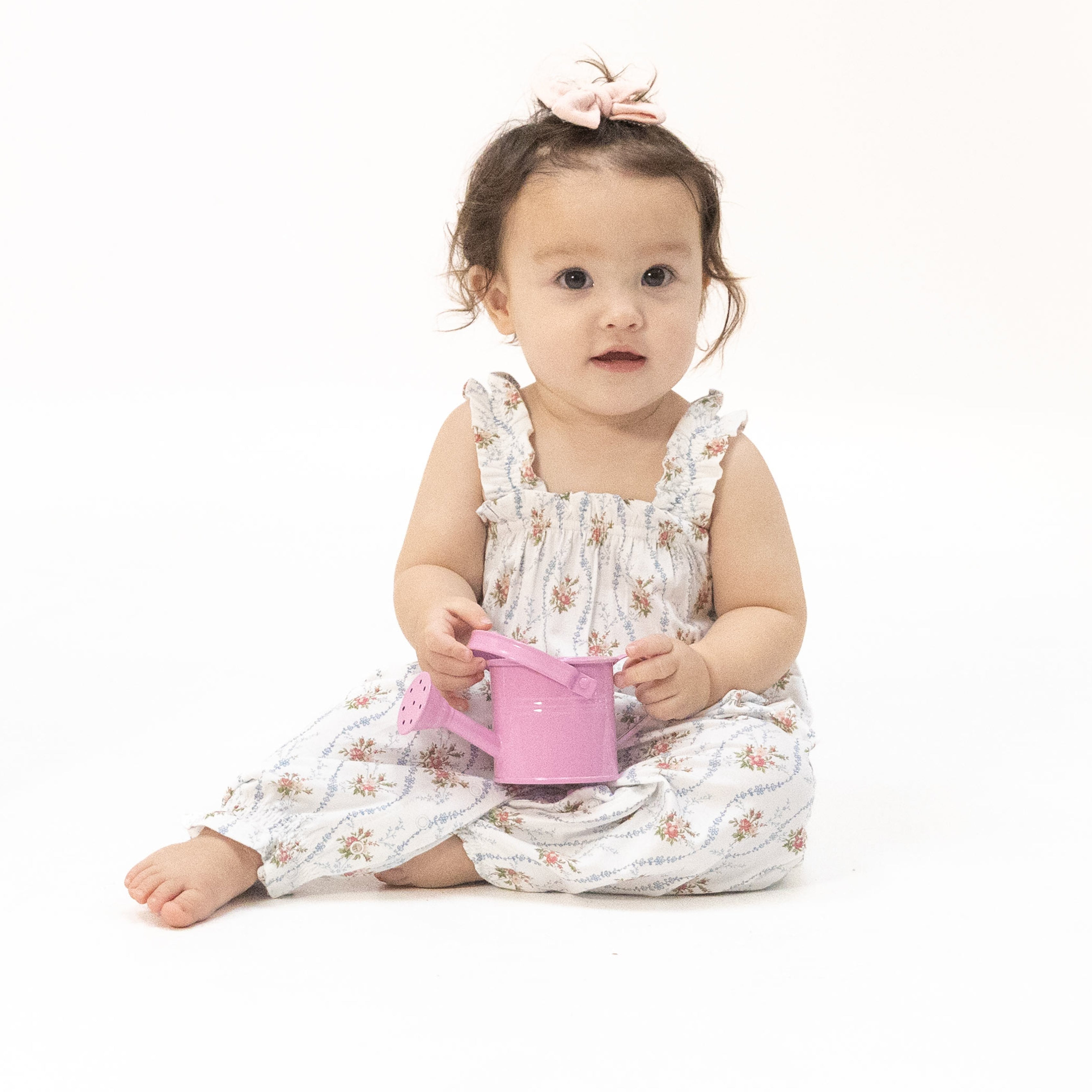 Ruffly Strap Overall (Heirloom Rose Stripe)