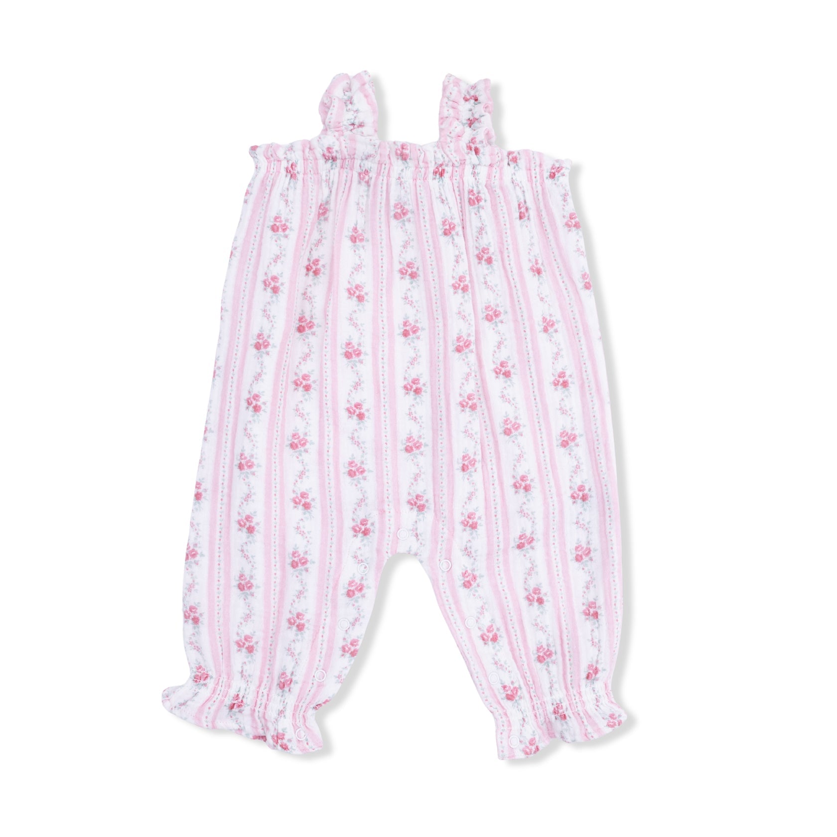 Ruffly Strap Overall (Winding Roses Stripe)