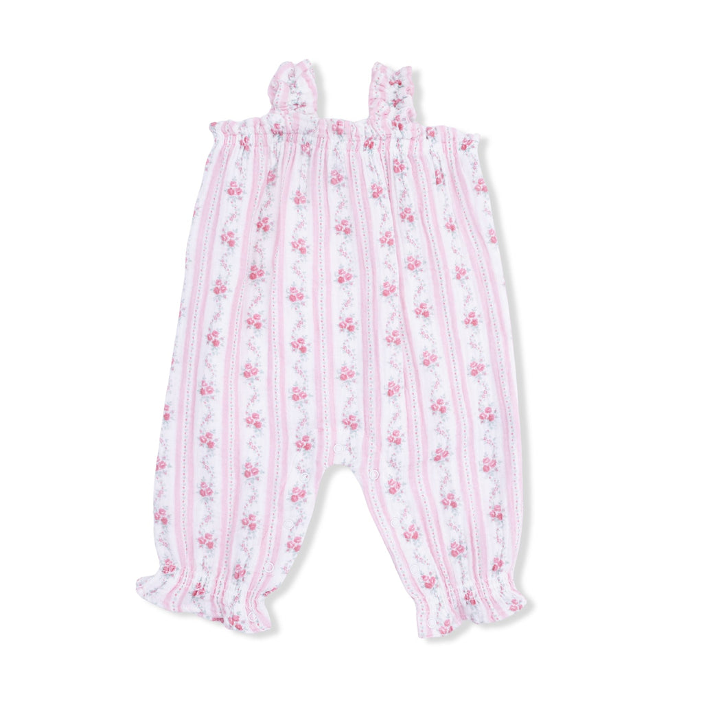 Ruffly Strap Overall (Winding Roses Stripe)