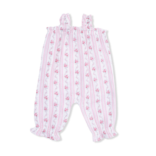 Ruffly Strap Overall (Winding Roses Stripe)