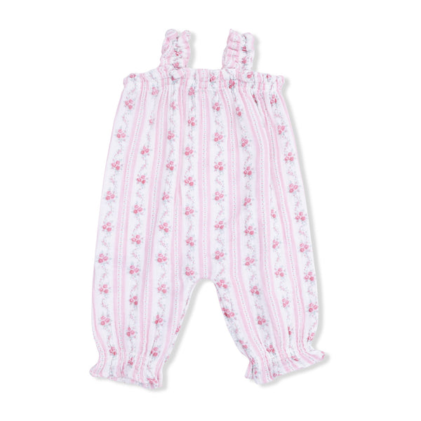 Ruffly Strap Overall (Winding Roses Stripe)