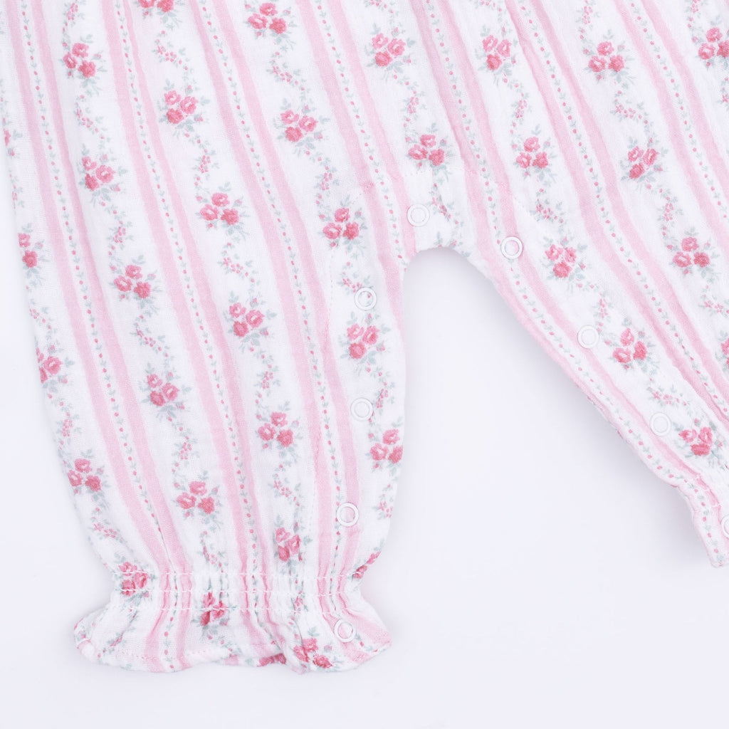 Ruffly Strap Overall (Winding Roses Stripe)