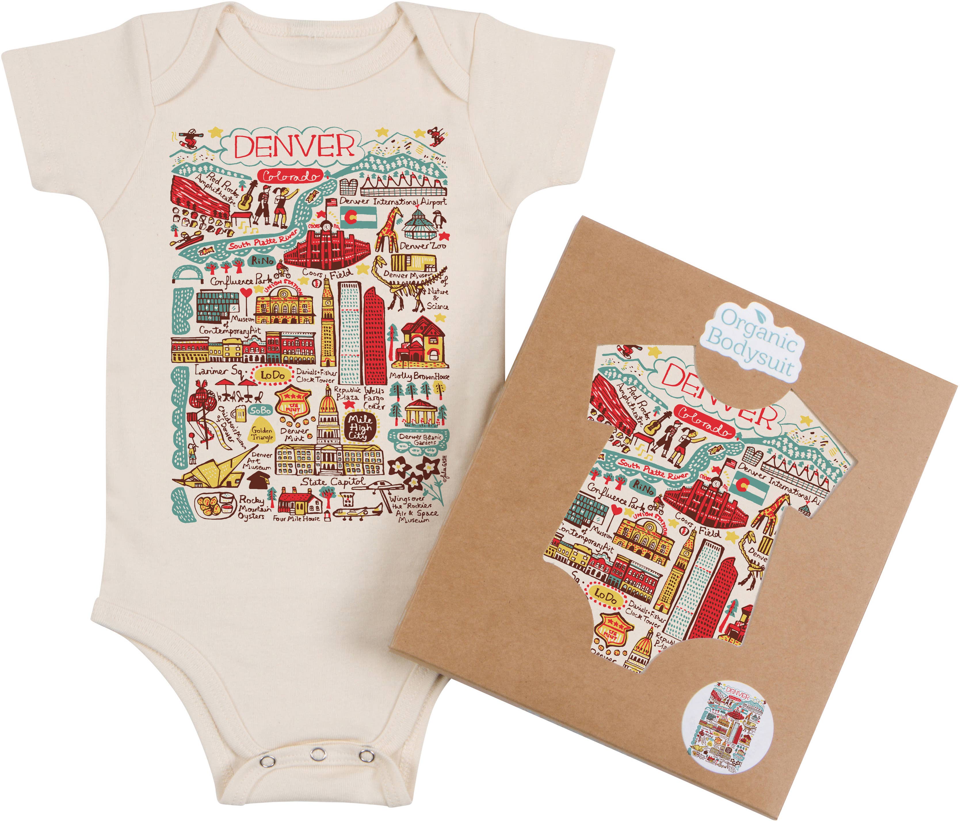 Denver Map Organic Cotton Bodysuit