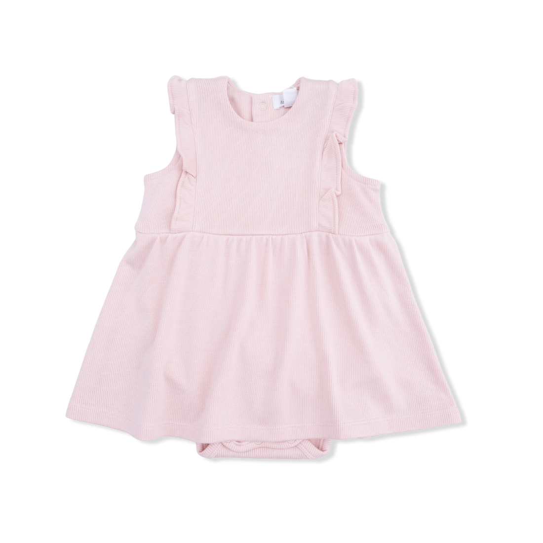 Ruffle Bodysuit Dress (Solid Veiled Pink)