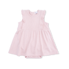 Ruffle Bodysuit Dress (Solid Veiled Pink)