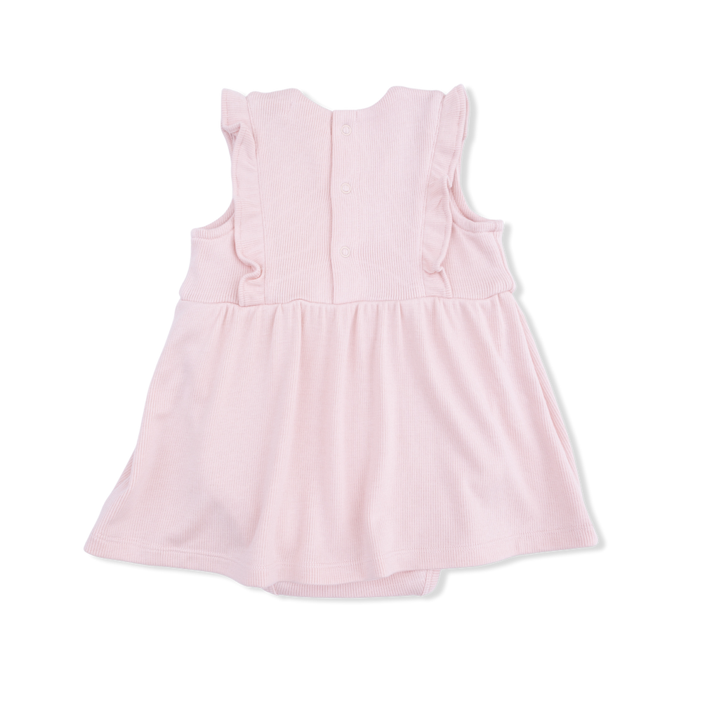 Ruffle Bodysuit Dress (Solid Veiled Pink)
