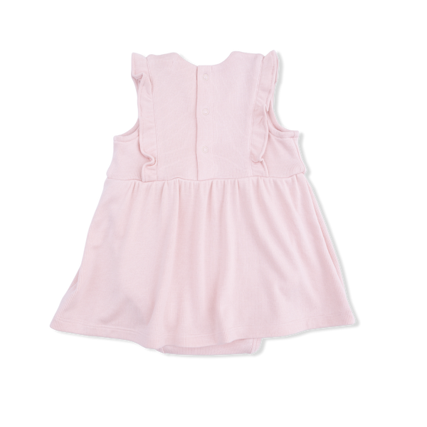 Ruffle Bodysuit Dress (Solid Veiled Pink)