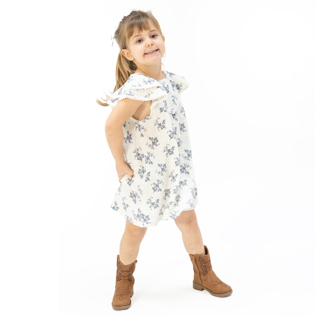 V-Neck Dress and Bloomer (Belle Rosette Dot)