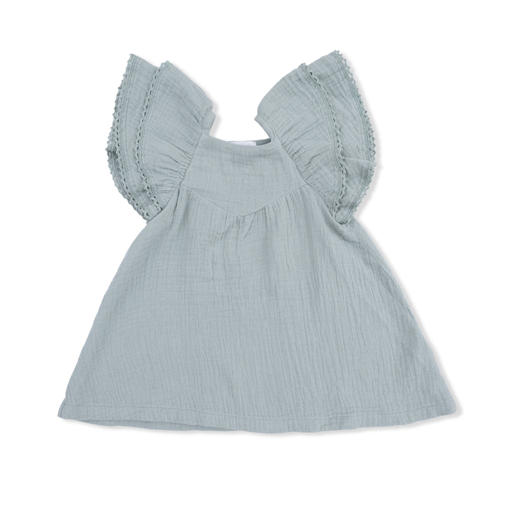 V-Neck Dress and Bloomer (Solid Muslin Jadeite)