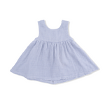 Infant Dress with Bow and Bloomer (Micro Gingham Blue Blizzard)