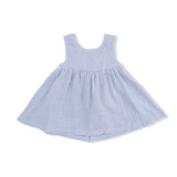Infant Dress with Bow and Bloomer (Micro Gingham Blue Blizzard)