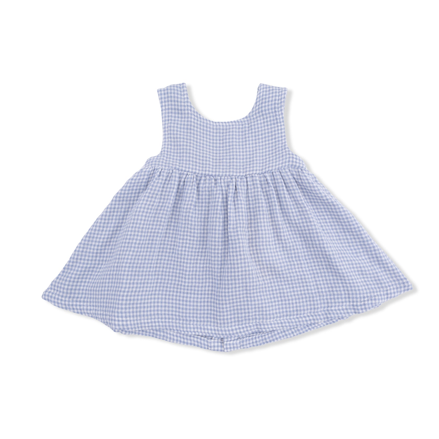 Infant Dress with Bow and Bloomer (Micro Gingham Blue Blizzard)