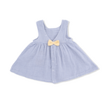 Infant Dress with Bow and Bloomer (Micro Gingham Blue Blizzard)