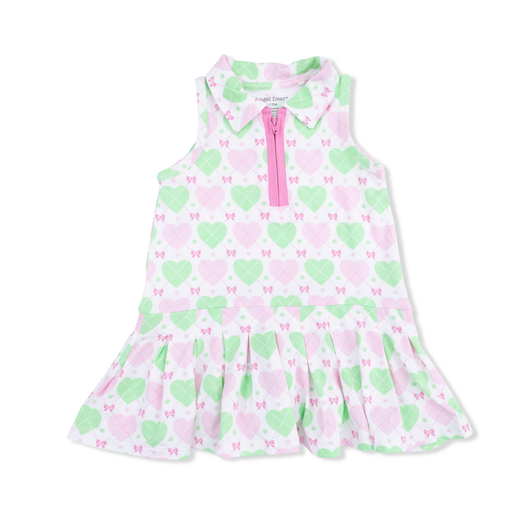 Polo Tennis Dress with Cartwheel Short (Heart Argyle)