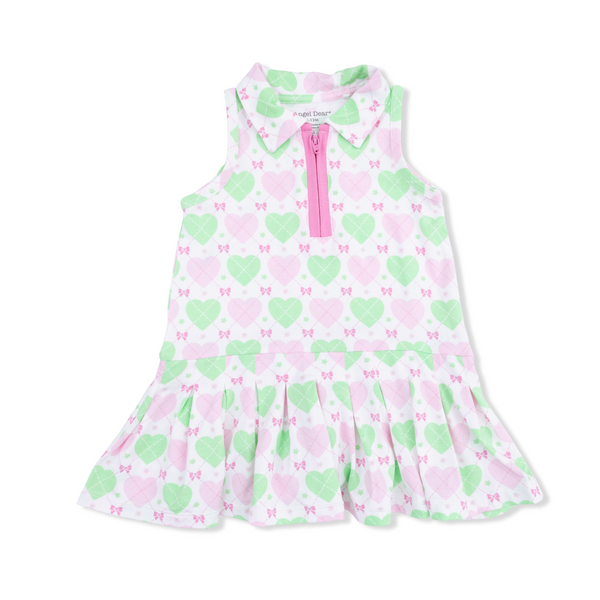Polo Tennis Dress with Cartwheel Short (Heart Argyle)