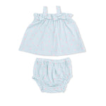 Top with Bows and Ruffle Leg Bloomer (Tiny Cherry Stripe)