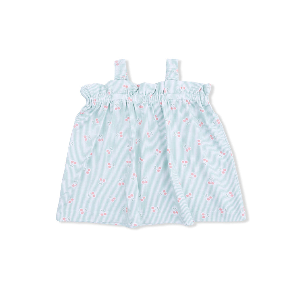 Top with Bows and Ruffle Leg Bloomer (Tiny Cherry Stripe)