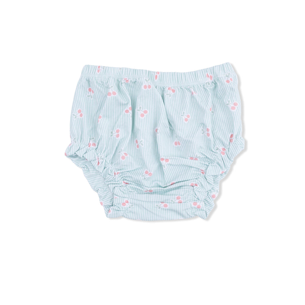 Top with Bows and Ruffle Leg Bloomer (Tiny Cherry Stripe)