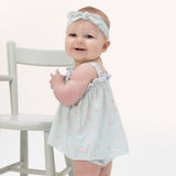 Top with Bows and Ruffle Leg Bloomer (Tiny Cherry Stripe)