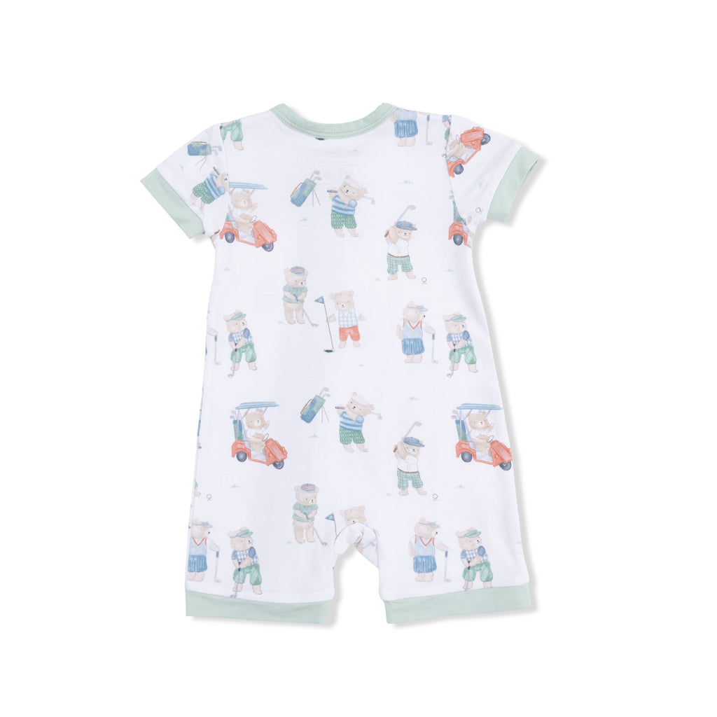 Shortie 2 Way Zipper Romper (Golfing Teddy Bears)