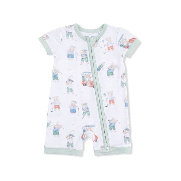 Shortie 2 Way Zipper Romper (Golfing Teddy Bears)