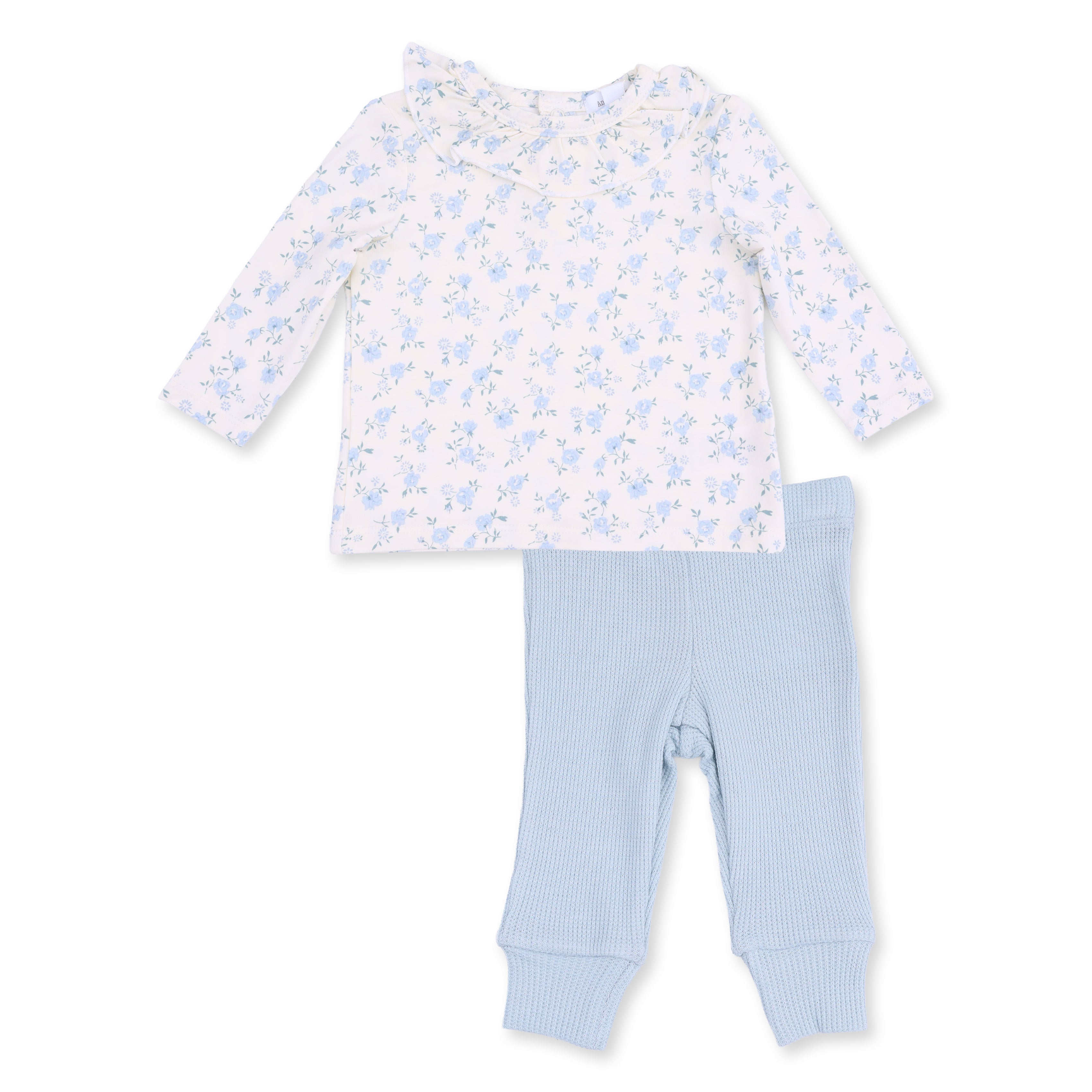 Long Sleeve Ruffle Top and Pant Set (Rose Briar)