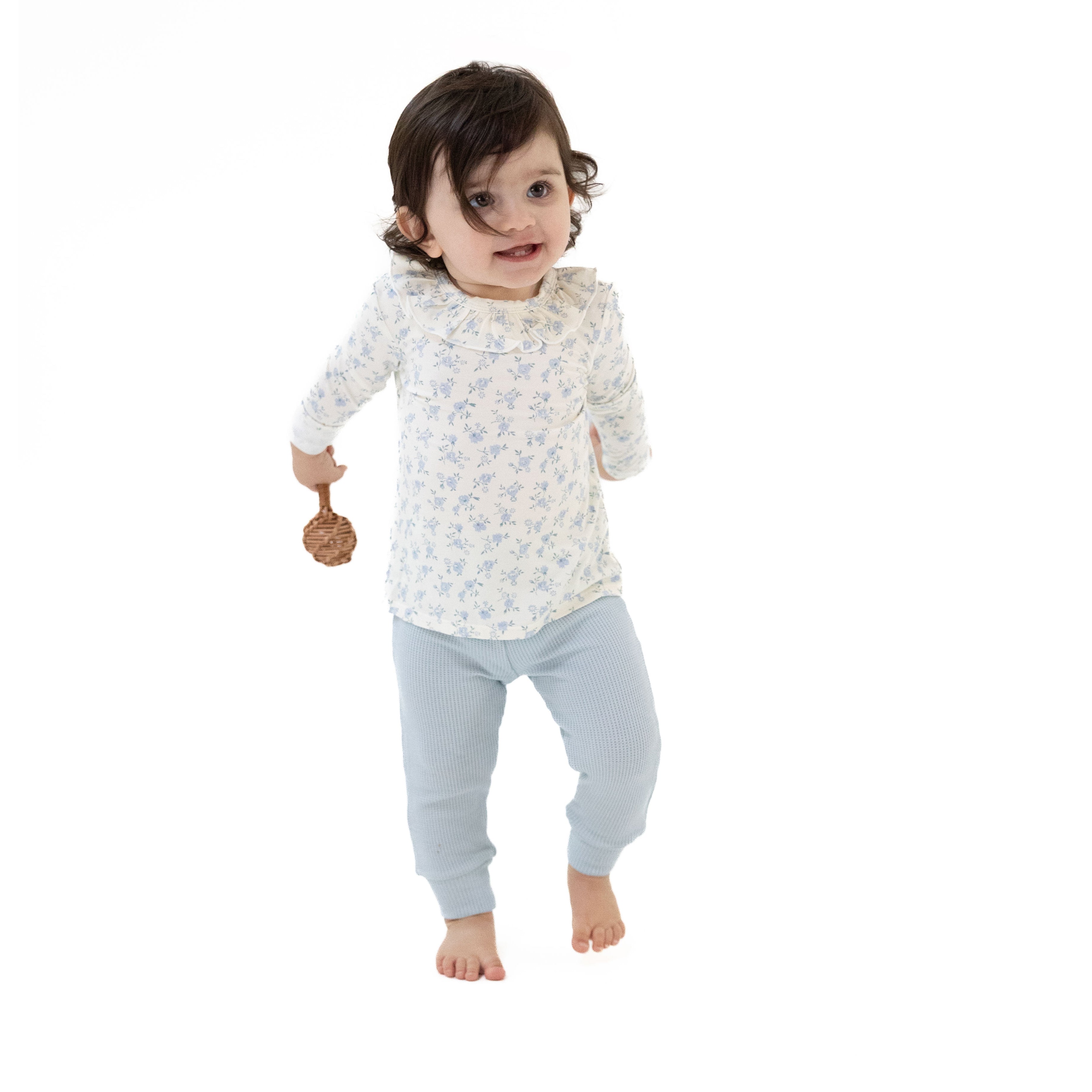 Long Sleeve Ruffle Top and Pant Set (Rose Briar)