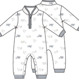Zip Neck Romper (Vintage Airplane Pilots)