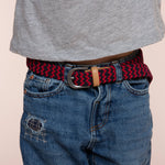 Boys Stretch Cord Braided Belt (Navy/ Red)