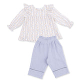 Long Sleeve Ruffle Tunic and Smocked Waist Pant (Catarina Floral)