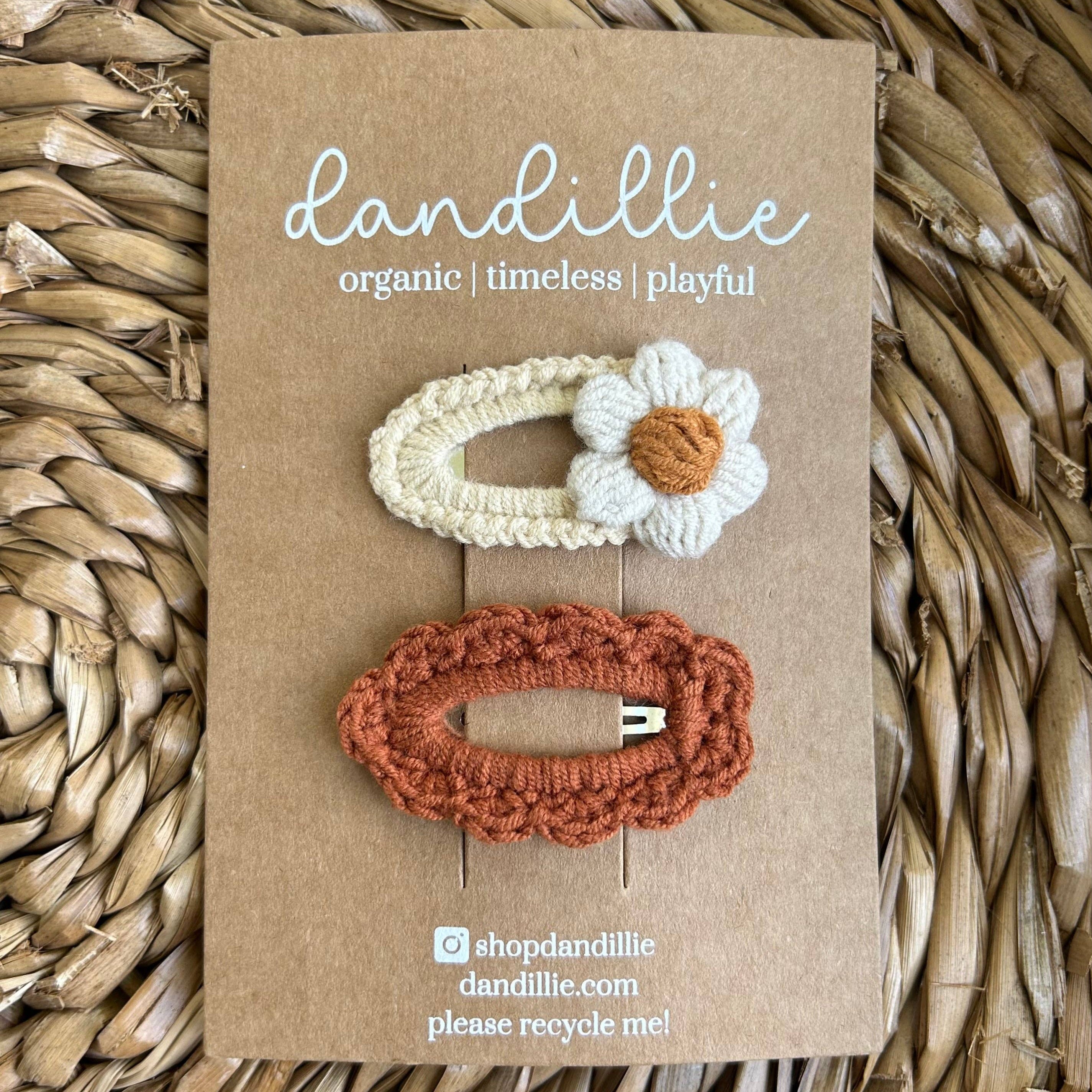 Crochet Hair Clip Set (Clay Daisy)