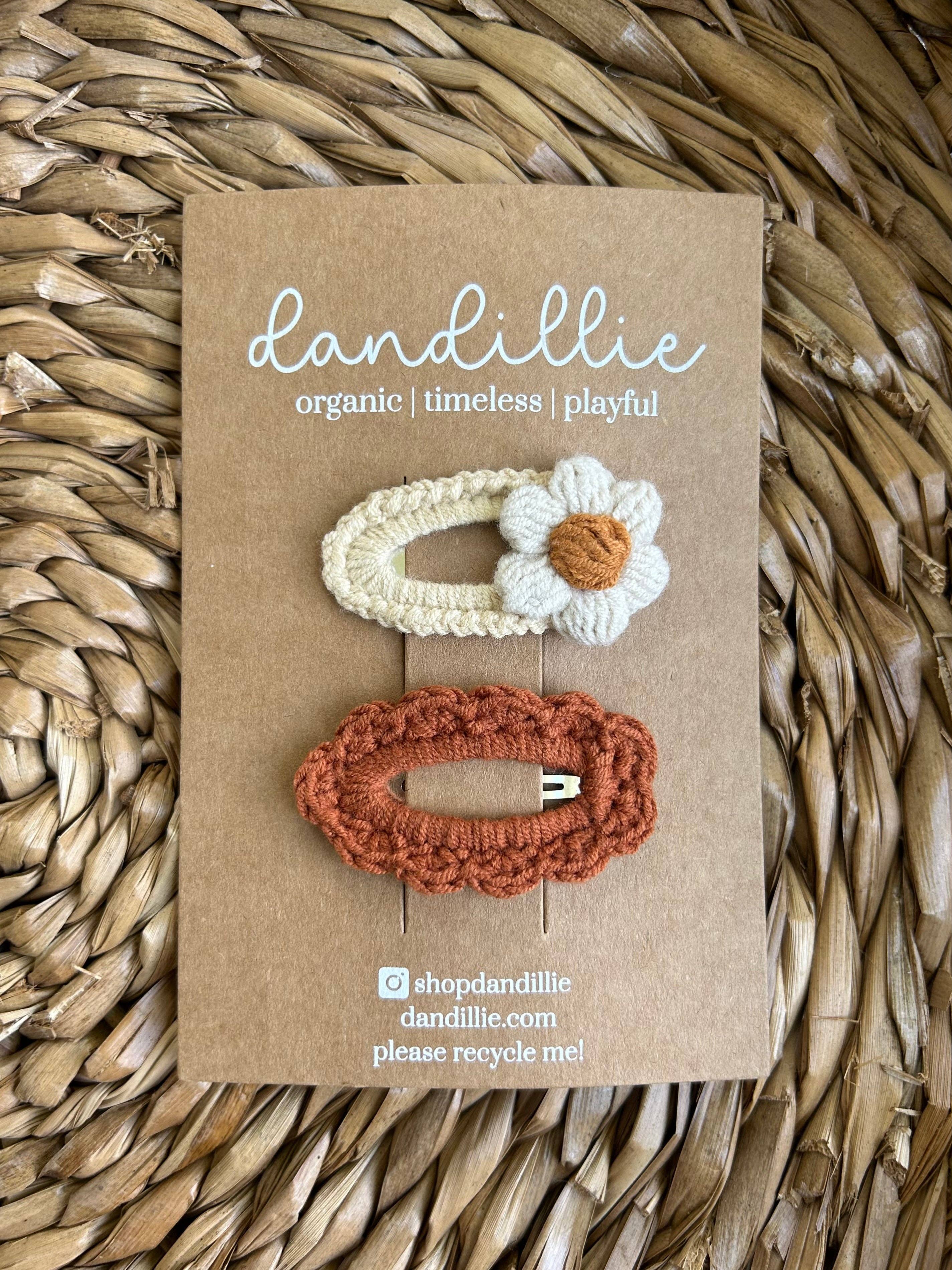 Crochet Hair Clip Set (Clay Daisy)