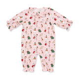 Ruffle Collar Romper (Christmas Dogs Pink)