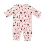 Ruffle Collar Romper (Christmas Dogs Pink)