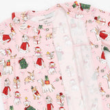 Ruffle Collar Romper (Christmas Dogs Pink)