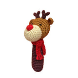 Holiday Stick Crocheted Rattle (Reindeer)