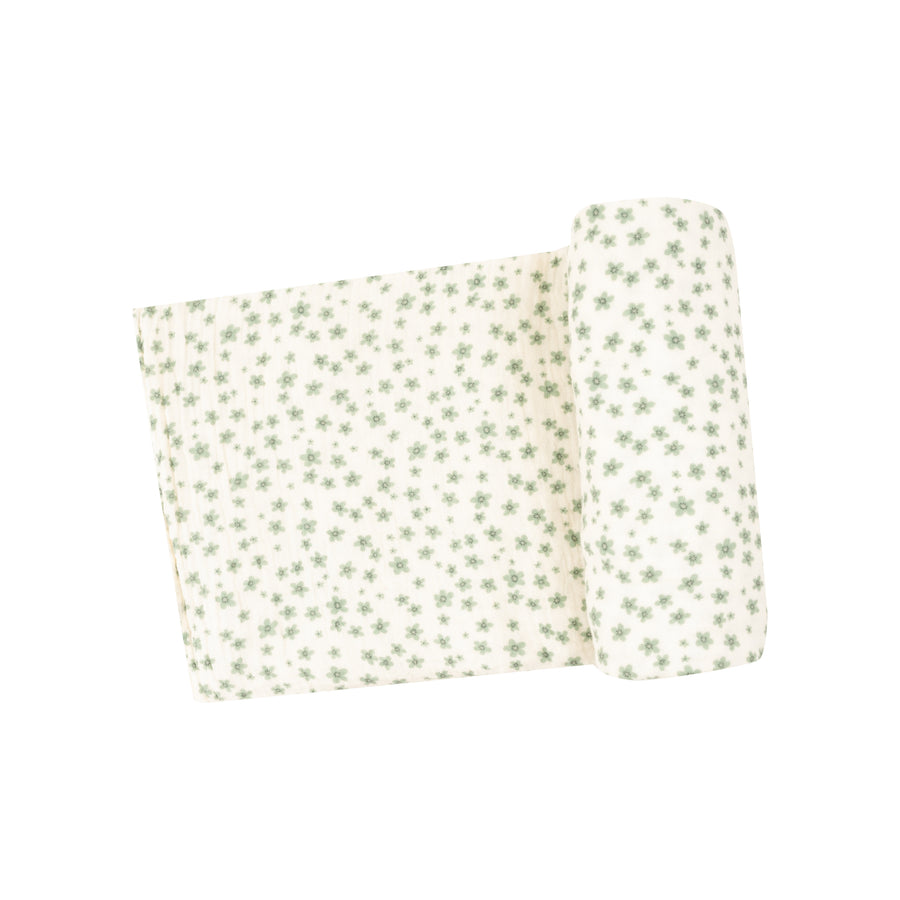 Jadeite Simple Floral Swaddle Blanket