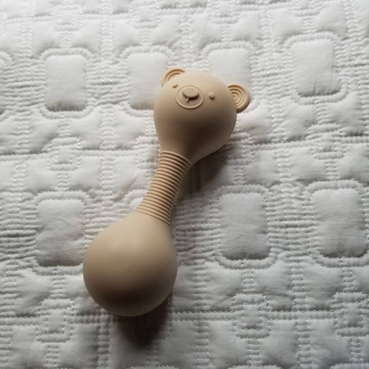 Bear Silicone Maracas Rattle (Khaki)
