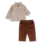 Positano Linen Baby Shirt & Corduroy Pants (Natural/Brown)