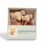 Ollie the Elephant Doudou + Rattle Gift Set