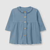 Ribbed Dress w/Ruffle Collar (English Blue)