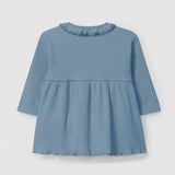 Ribbed Dress w/Ruffle Collar (English Blue)
