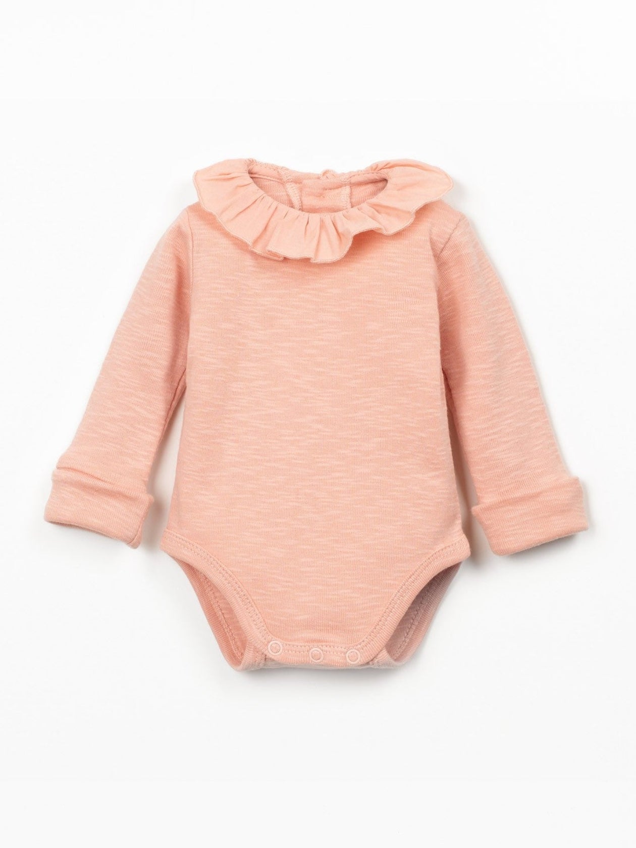 Long-sleeve Bodysuit with Collar Detail (Salmon)