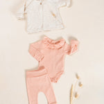 Long-sleeve Bodysuit with Collar Detail (Salmon)