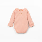 Long-sleeve Bodysuit with Collar Detail (Salmon)