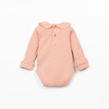 Long-sleeve Bodysuit with Collar Detail (Salmon)