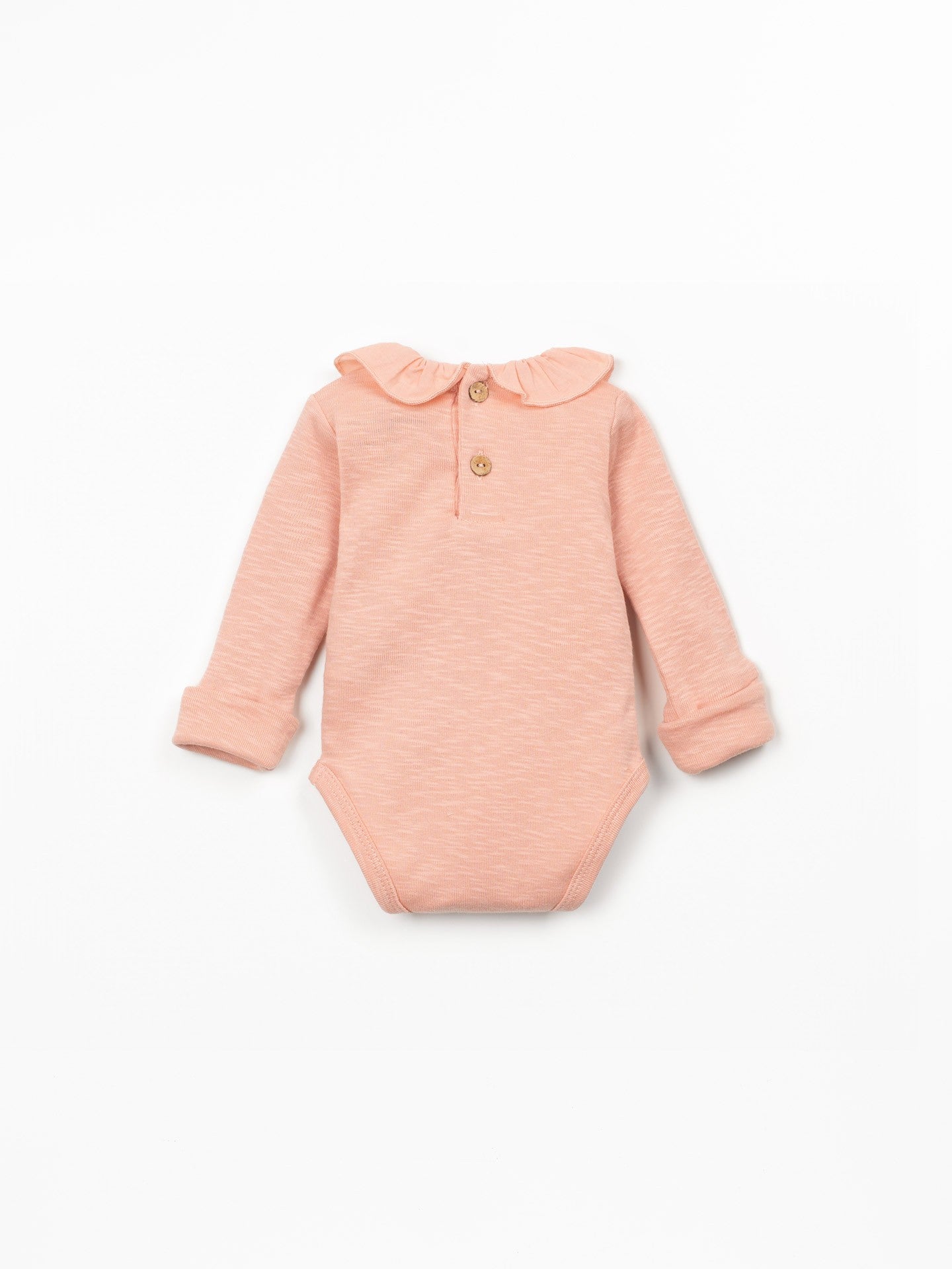 Long-sleeve Bodysuit with Collar Detail (Salmon)