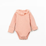 Long-sleeve Bodysuit with Collar Detail (Salmon)