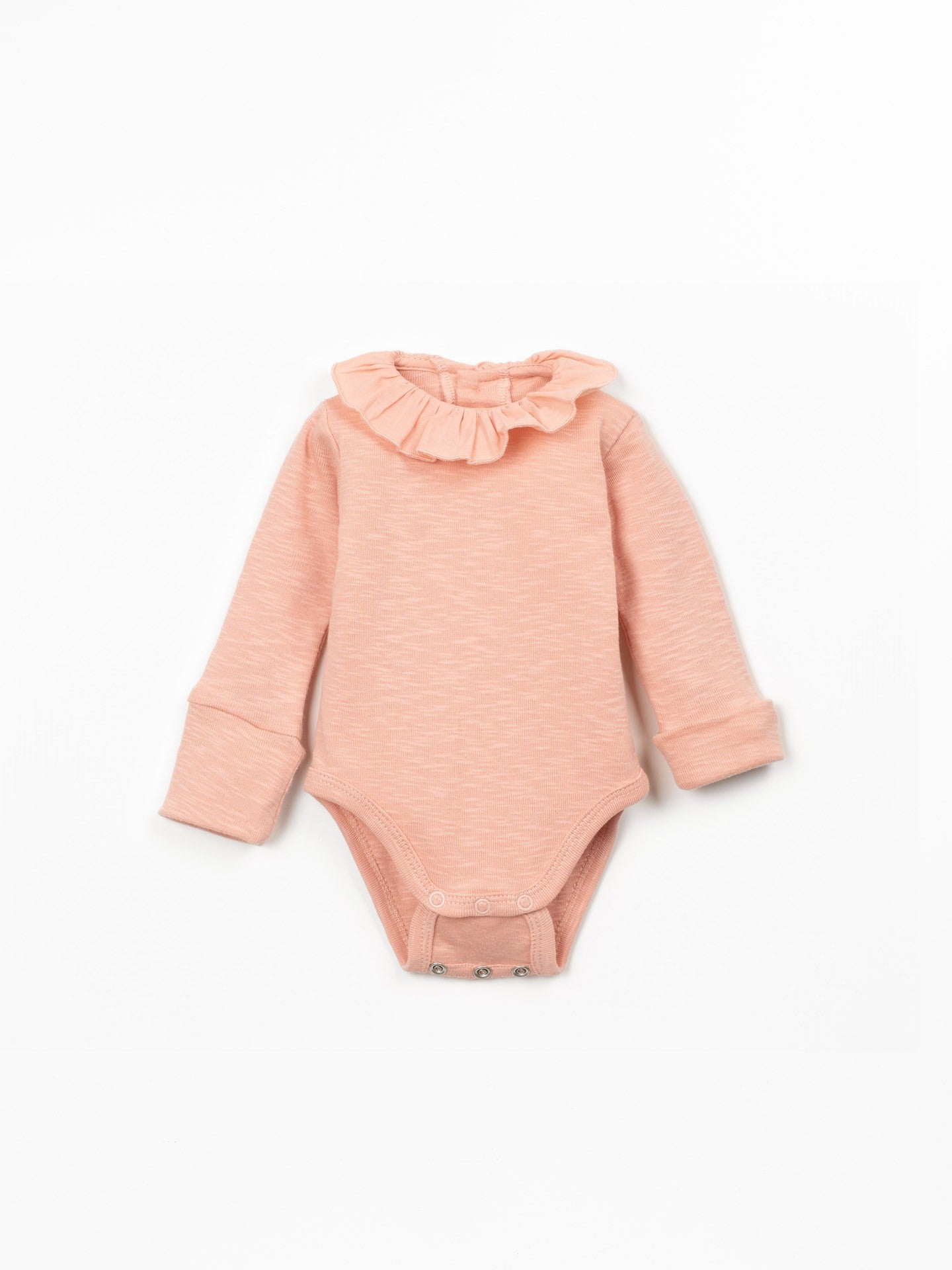 Long-sleeve Bodysuit with Collar Detail (Salmon)