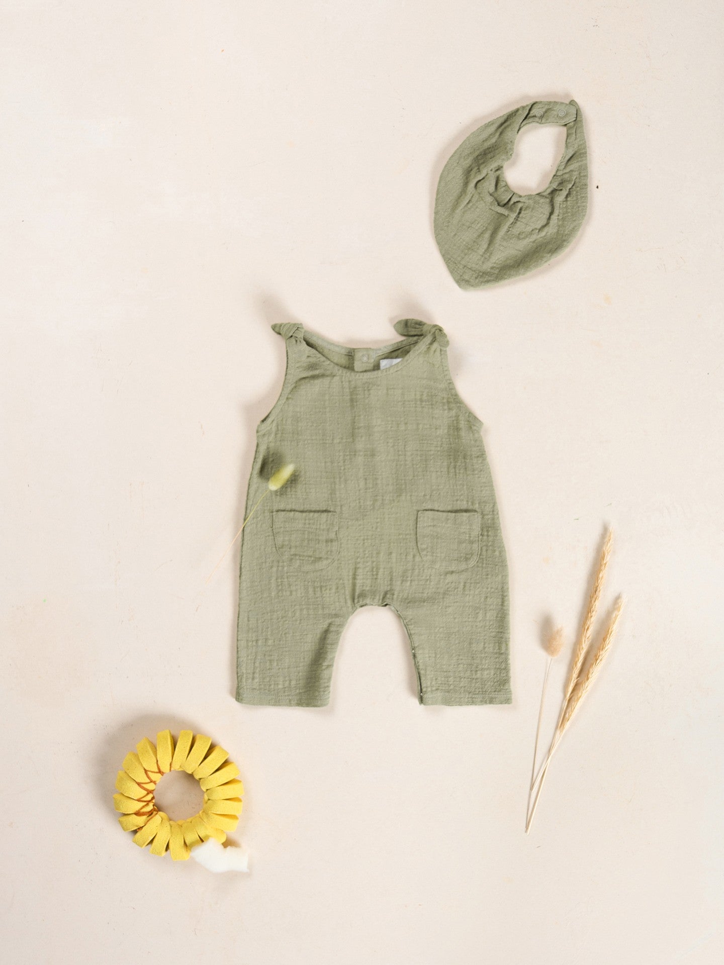 Woven Baby Jumpsuit (Khaki Green)